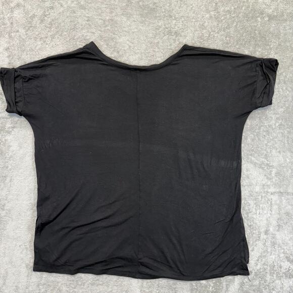 Chic Soul Bare Necessities Womens Black V Neck Rolled Sleeve Loose Baggy Top 1XL - Picture 10 of 10